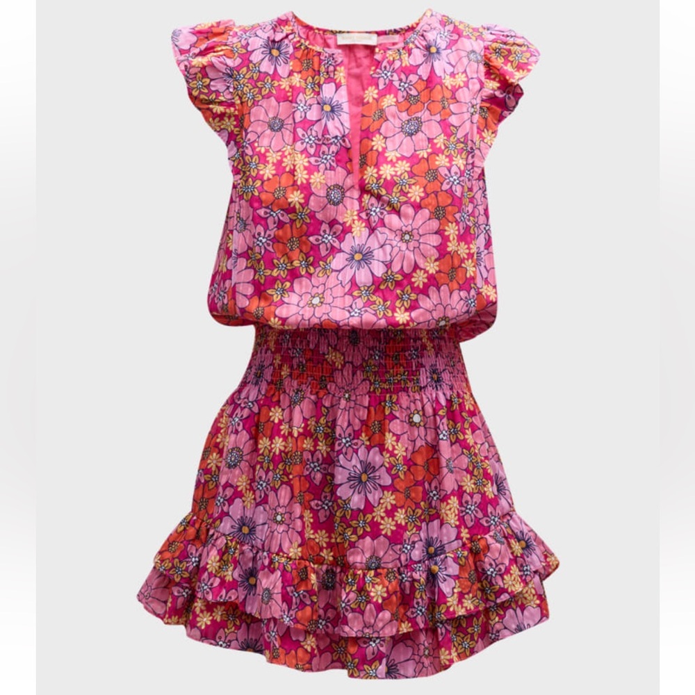 Ramy Brook Charlene Flutter-Sleeve Mini Dress in Paradise Pink Retro Floral